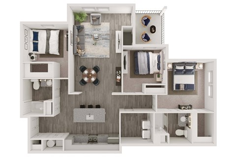 a 2 bedroom floor plan with a bathroom and a living room